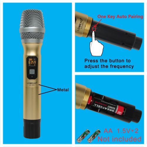  LOMEHO LO-U01 25 Channel Metal Portable Handheld Karaoke Party Church Meeting UHF Wireless Microphone