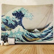 Marke: LOMOHOO LOMOHOO Wandteppich Psychedelic Wandtuch Wandbehang Grosse Welle von Kanagawa Zuhause Wanddekorationen fuer Wohnzimmer Schlafzimmer (L/ 58.3X78.8)