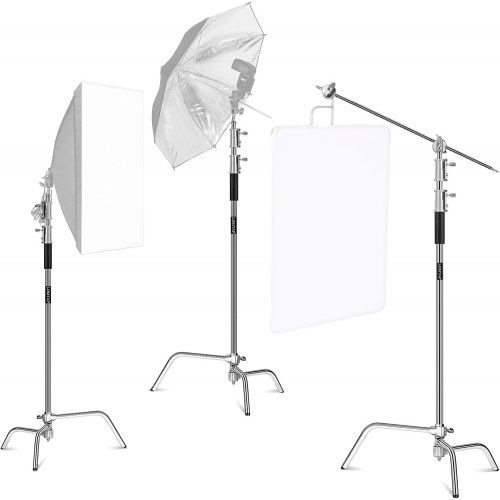  [아마존베스트]LOMTAP Photo Studio Heavy C Stand Support Metal Adjustable Reflector Stand with Holding Arm for Photography Studio Video Reflector and Monolight