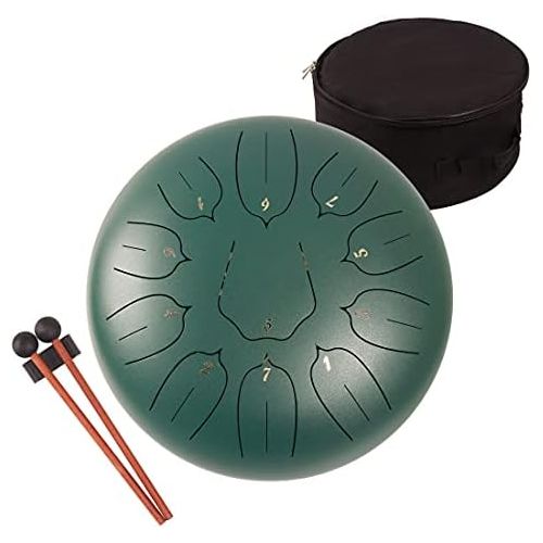  [아마존베스트]Lomuty Steel Tongue Drum, 11 Notes, 30.5 cm, Percussion Instrument,- Handpan Drum with Bag, Music Book, Mallets, Finger Picks