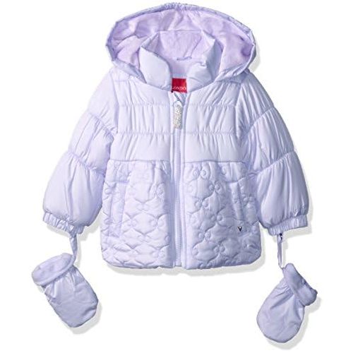  London+Fog London Fog Baby Girls Bow Quilt Jacket with Mittens