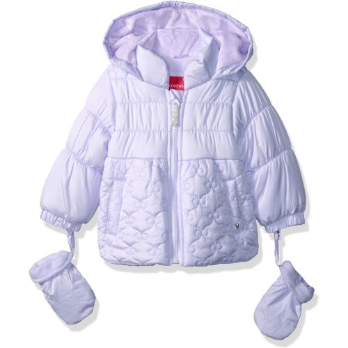  London+Fog London Fog Baby Girls Bow Quilt Jacket with Mittens