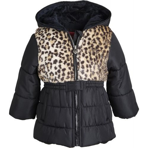  London+Fog London Fog Baby Girls Warm Winter Puffer Jacket with Silky Fleece Lined Hood