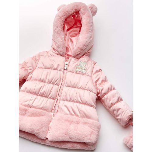  London+Fog London Fog Baby Girls Matte Shimmer Satin Faux Fur Bottom and Hood Jacket