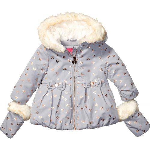  London+Fog London Fog Baby Girls Matte Shimmer Satin Faux Fur Bottom and Hood Jacket