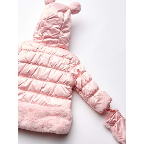  London+Fog London Fog Baby Girls Matte Shimmer Satin Faux Fur Bottom and Hood Jacket