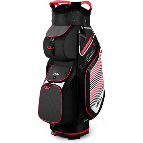  [아마존베스트]LONGCHAO Golf Cart Bag 14 Dividers Top Clubs Organizer Lightweight with Cooler Pouch, Dust Cover and Backpack Strap