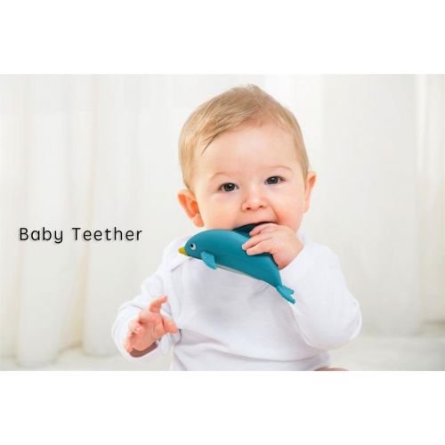  LONGFITE Longfite Baby Teething Bath Toys Soft Food Grade Silicone Teether for Toddlers and Kids (Blue)
