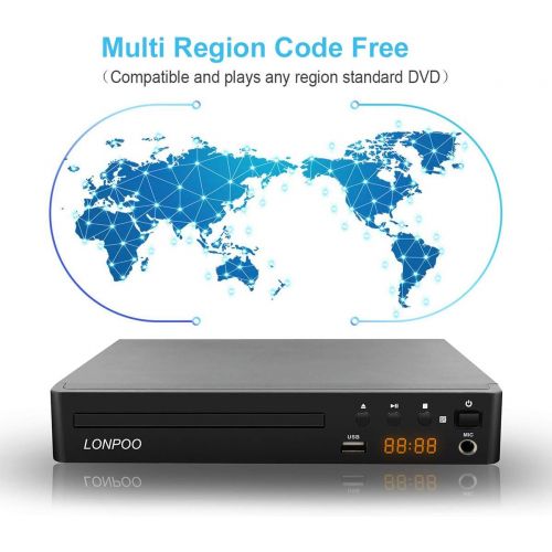  [아마존베스트]LP-099 Multi Region Code Zone Free PAL/NTSC HD DVD Player CD Player with HDMI & Remote & USB - Compact Design