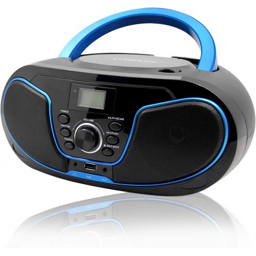  [아마존베스트]LONPOO Portable CD Player Boombox FM Radio, Bluetooth MP3 CD Player with Aux-in & USB & Headphone Jack, AC Power and DC Battery (Batteries are Not Included)
