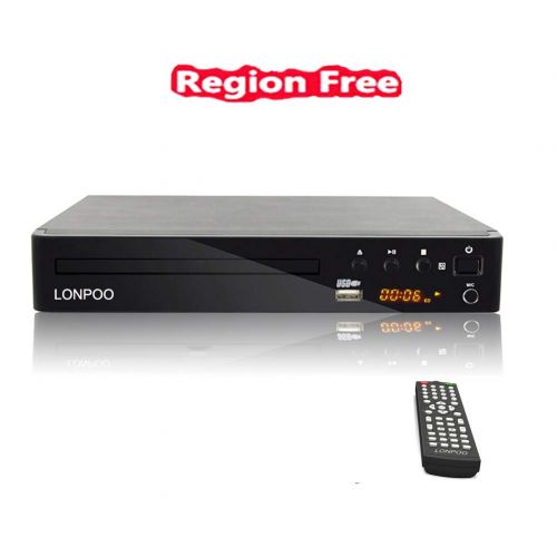  LONPOO Compact Home HD DVD Player all regions Free with Ports HDMI / USB / Microphone/ RCA, Full Function Remote(lp-099)