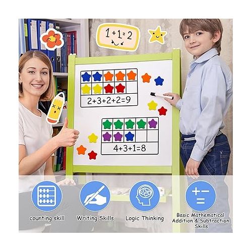  LOOIKOOS Magnetic Ten-Frame Set, Math Manipulative EVA Number Counting Games, Montessori Educational Toy Gift for Kindergarten Classroom Kids