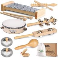 LOOIKOOS Toddler Musical Instruments, Eco Friendly Musical Set for Kids Preschool Educational, Natural Wooden Percussion Instruments Musical Toys for Boys and Girls with Storage Bag