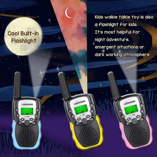  [아마존베스트]LOOIKOOS Walkie Talkies for Kids, 3 KMs Long Range Children Walky Talky Handheld Radio Kid Toy Best Gifts for Boys and Girls 3 Pack