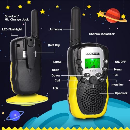  [아마존베스트]LOOIKOOS Walkie Talkies for Kids, 3 KMs Long Range Children Walky Talky Handheld Radio Kid Toy Best Gifts for Boys and Girls 3 Pack