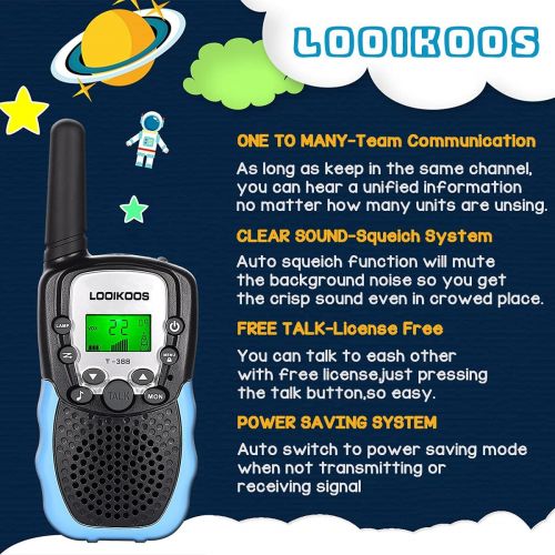  [아마존베스트]LOOIKOOS Walkie Talkies for Kids, 3 KMs Long Range Children Walky Talky Handheld Radio Kid Toy Best Gifts for Boys and Girls 3 Pack