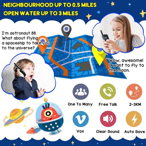  [아마존베스트]LOOIKOOS Walkie Talkies for Kids, 3 KMs Long Range Children Walky Talky Handheld Radio Kid Toy Best Gifts for Boys and Girls 3 Pack