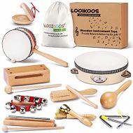 [아마존베스트]LOOIKOOS Toddler Musical Instruments Natural Wooden Percussion Instruments Toy for Kids Preschool Educational, Musical Toys Set for Boys and Girls with Storage Bag