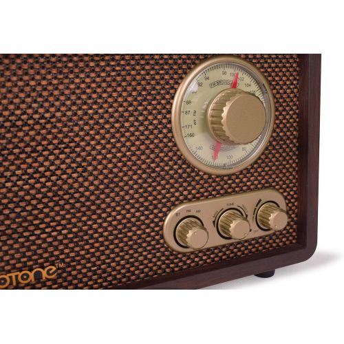  LoopTone FM AM Radio Retro Wood Radio with Bluetooth Play Mp3 and Antenna Built in Speaker for Kitchen Living Room