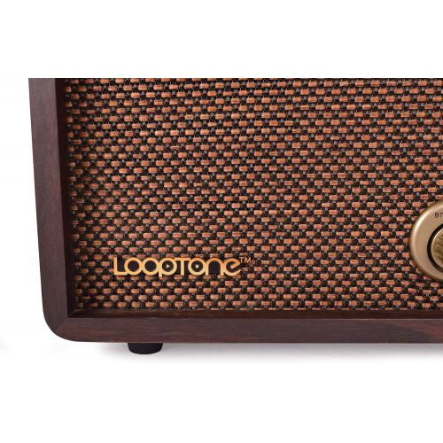  LoopTone FM AM Radio Retro Wood Radio with Bluetooth Play Mp3 and Antenna Built in Speaker for Kitchen Living Room
