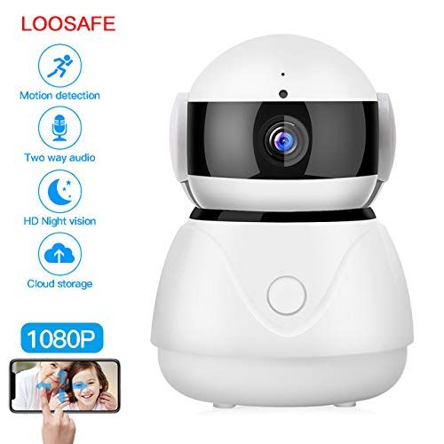  LOOSAFE Video & Audio 1080P Home Security Camera,HD 2.0MP WiFi Wireless IP Camera with Motion Detection,7x24h Cloud Storage Surveillance Cam,Night Vision,2-Way Audio, Record Baby Monitor,W