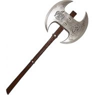 LOOYAR PU Foam Viking Age Middle Ages Medieval Two Handed Axe Weapon Toy Adult Toy for Berserker Soldier Warrior Costume Battle Play Halloween Cosplay LARP