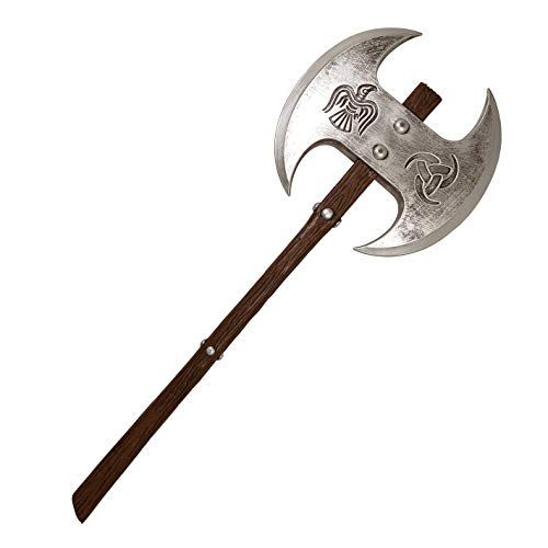  할로윈 용품LOOYAR PU Foam Viking Age Middle Ages Medieval Two Handed Axe Weapon Toy Adult Toy for Berserker Soldier Warrior Costume Battle Play Halloween Cosplay LARP