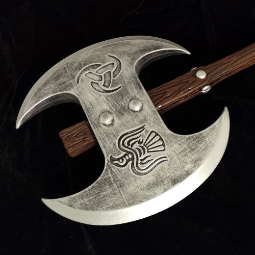  할로윈 용품LOOYAR PU Foam Viking Age Middle Ages Medieval Two Handed Axe Weapon Toy Adult Toy for Berserker Soldier Warrior Costume Battle Play Halloween Cosplay LARP