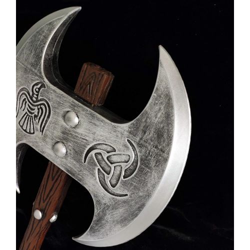  할로윈 용품LOOYAR PU Foam Viking Age Middle Ages Medieval Two Handed Axe Weapon Toy Adult Toy for Berserker Soldier Warrior Costume Battle Play Halloween Cosplay LARP