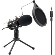 [아마존베스트]LOOYUAN Condenser Recording Microphone 3.5mm Plug and Play PC Microphone, Broadcast Microphone for Computer Desktop Laptop MAC Windows Online Chatting Podcast Skype YouTube Game