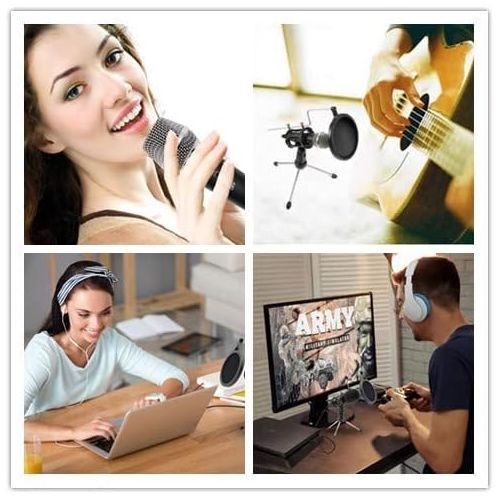  [아마존베스트]LOOYUAN Condenser Recording Microphone 3.5mm Plug and Play PC Microphone, Broadcast Microphone for Computer Desktop Laptop MAC Windows Online Chatting Podcast Skype YouTube Game