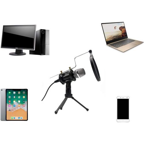  [아마존베스트]LOOYUAN Condenser Recording Microphone 3.5mm Plug and Play PC Microphone, Broadcast Microphone for Computer Desktop Laptop MAC Windows Online Chatting Podcast Skype YouTube Game