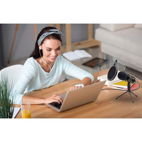  [아마존베스트]LOOYUAN Condenser Recording Microphone 3.5mm Plug and Play PC Microphone, Broadcast Microphone for Computer Desktop Laptop MAC Windows Online Chatting Podcast Skype YouTube Game