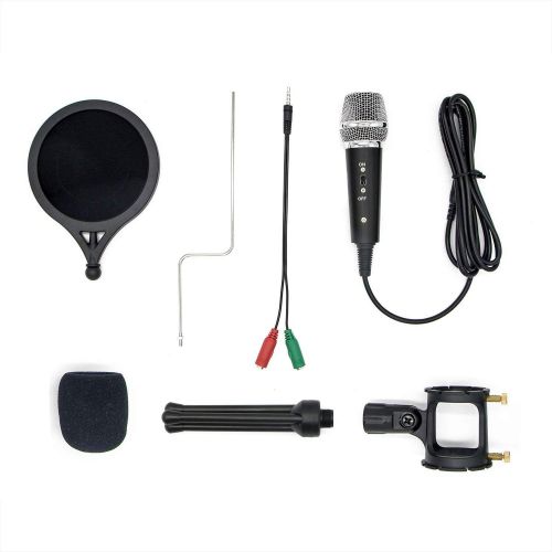  [아마존베스트]LOOYUAN Condenser Recording Microphone 3.5mm Plug and Play PC Microphone, Broadcast Microphone for Computer Desktop Laptop MAC Windows Online Chatting Podcast Skype YouTube Game