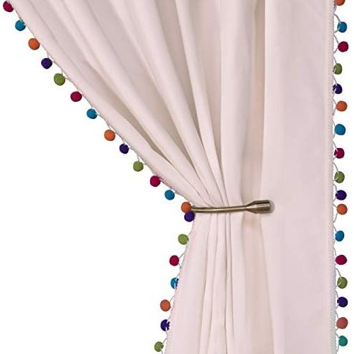  [아마존베스트]LORDTEX Multi Color Pom Pom Curtains for Kids Room - Thermal Insulated Curtains Noise Reducing Light Blocking Rod Pocket Window Drapes for Boys and Girls Bedroom, 52x63 inch, Blush