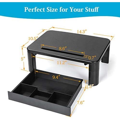  [아마존베스트]LORYERGO Monitor Stand with 3 Height Adjustments for PC Monitor, Laptop Printer Screen Stand with Storage Organization, Relieve Neck Pain