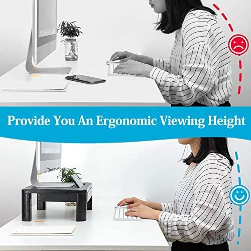  [아마존베스트]LORYERGO Monitor Stand with 3 Height Adjustments for PC Monitor, Laptop Printer Screen Stand with Storage Organization, Relieve Neck Pain