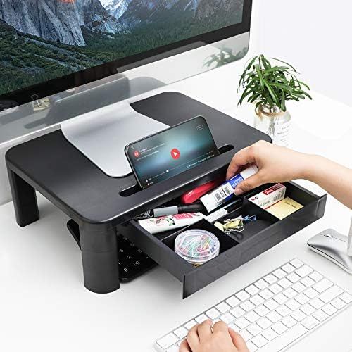  [아마존베스트]LORYERGO Monitor Stand with 3 Height Adjustments for PC Monitor, Laptop Printer Screen Stand with Storage Organization, Relieve Neck Pain