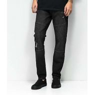 LOVE, FIRE Elwood Moto Charcoal Destroyed Denim Jeans