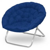 LOVE US Deluxe Oversized Saucer Chair Foldable Steel Frame, Soft Wide Seat 100 Percent Polyester Upholstery, Easy to Spot Clean, No Assembly Required, Navy + Expert Home Guide Love US