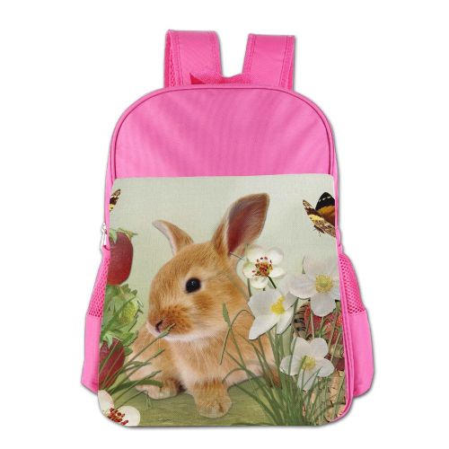  LOVEBAGS Summer Bunny Strawberries Unisex School Backpack Bag Kids Book Bags Outdoor Pink