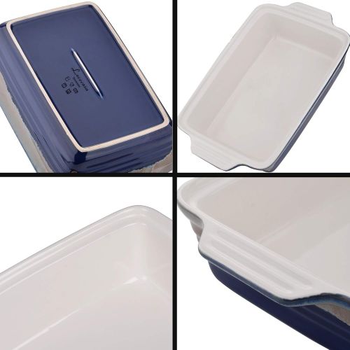  [아마존베스트]LOVECASA Stoneware Large Casserole Dish with Lid, 4.2 Quart Covered Rectangular Casserole Dish Set, Deep Bakeware Pans Set for Lasagne and Casseroles with Lid, 12.8 x 9.4 x 3.5 Inc