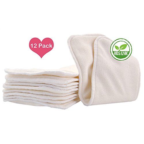  LOVEMY Baby Cloth Diaper Bamboo Inserts,12pcs 4layers Super Water Absorbent/Soft Bamboo Fabric