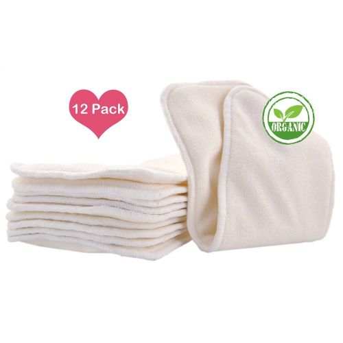  LOVEMY Baby Cloth Diaper Bamboo Inserts,12pcs 4layers Super Water Absorbent/Soft Bamboo Fabric