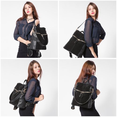  LOVEVOOK Backpack Shoulder Bag Purse Girls School Bag Casual Nubuck +Synthetic Leather Collage Style