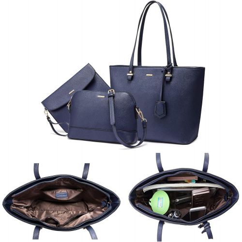  [아마존 핫딜]  [아마존핫딜]LOVEVOOK Handbags for Women Tote Bag Fashion Satchel Purse Set Hobo Shoulder Bags Designer Purses 3PCS PU Top Handle Structured Gift