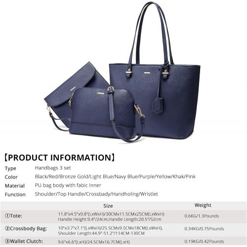  [아마존 핫딜]  [아마존핫딜]LOVEVOOK Handbags for Women Tote Bag Fashion Satchel Purse Set Hobo Shoulder Bags Designer Purses 3PCS PU Top Handle Structured Gift
