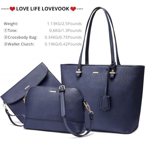  [아마존 핫딜]  [아마존핫딜]LOVEVOOK Handbags for Women Tote Bag Fashion Satchel Purse Set Hobo Shoulder Bags Designer Purses 3PCS PU Top Handle Structured Gift