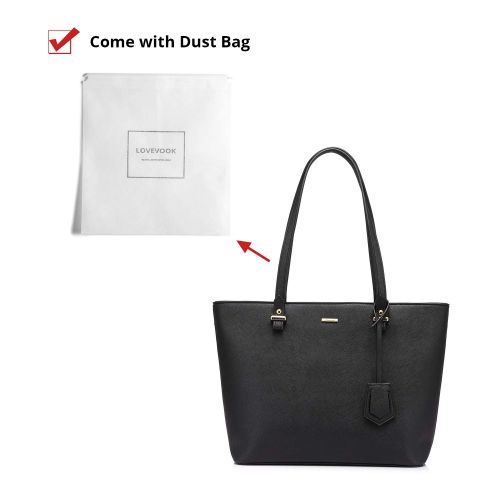  [아마존 핫딜]  [아마존핫딜]LOVEVOOK Handtasche Damen Shopper Schultertasche Schwarz Umhangetasche Damen Geldboerse Tragetasche Gross Damen Tasche Tote fuer Buero Schule Einkauf Reise Leder Handtasche 3-teiliges