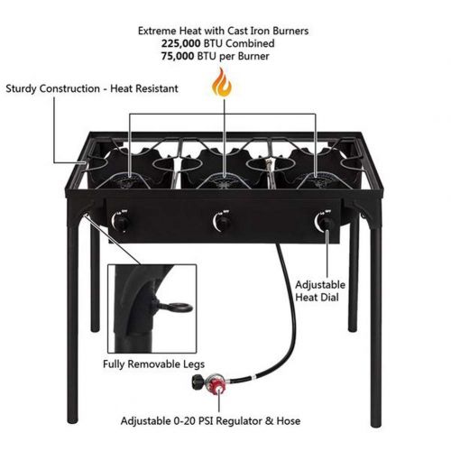  LOVINLAND Lovinland Camping Stove Portable 3 Burner Gas Stove Grill Propane Gas Cooker Burner